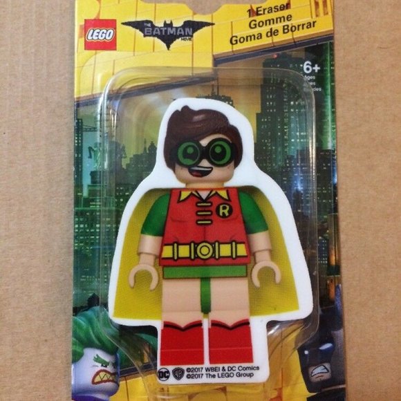 2 Robin 2.75" LEGO Character Shaped ERASERS BATMAN DC Comics SANTOKI NWT - Picture 1 of 2